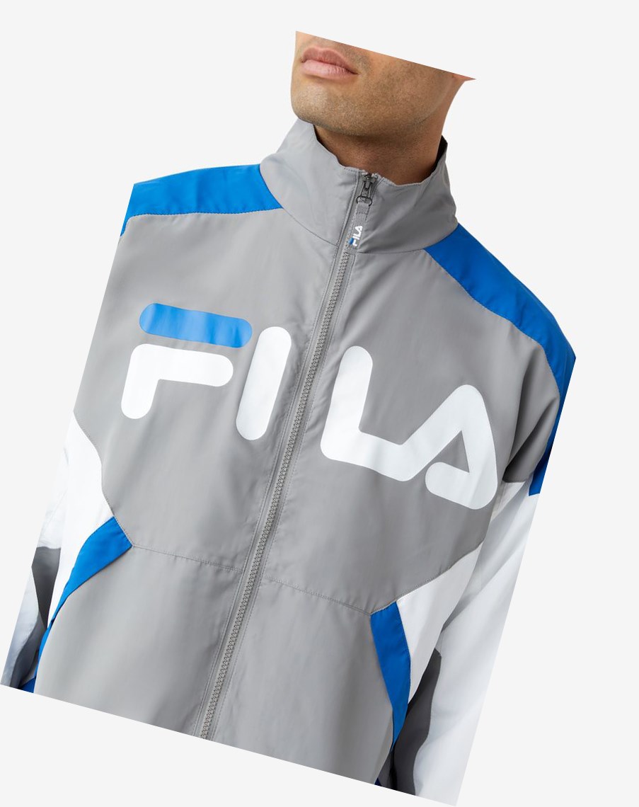 Fila Oliviero Viento Jacket Gris Blancas Azules | 24MCBOERI