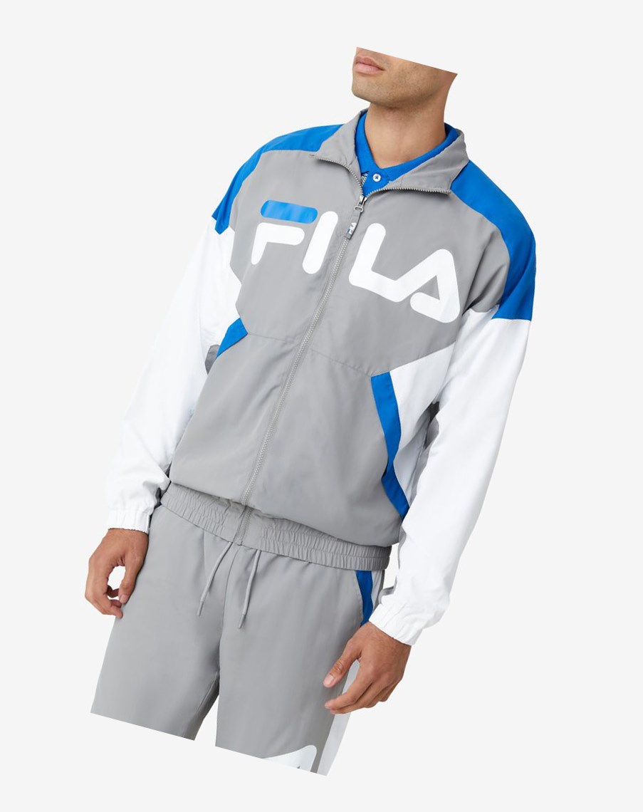 Fila Oliviero Viento Jacket Gris Blancas Azules | 72FYKUPNE