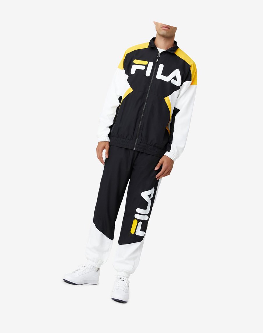 Fila Oliviero Viento Jacket Negras Blancas Amarillo | 14WPKFEQJ