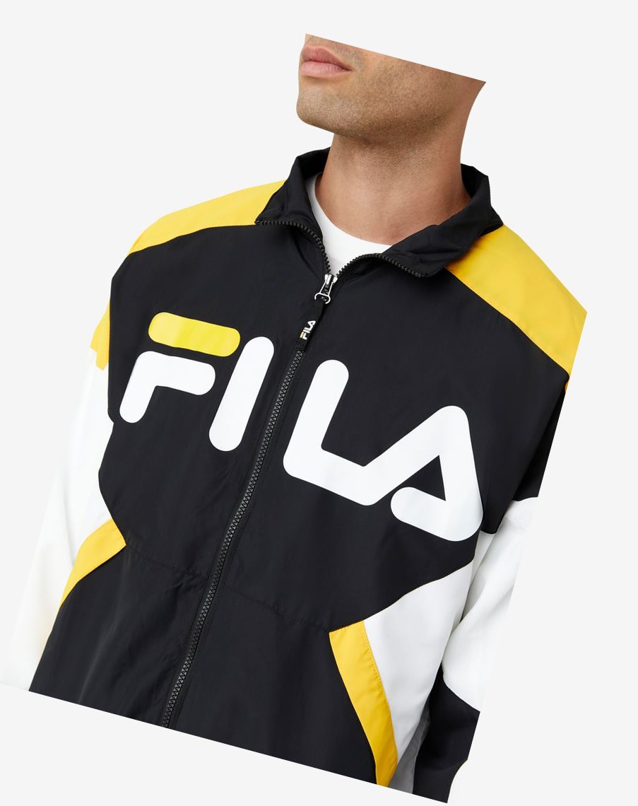 Fila Oliviero Viento Jacket Negras Blancas Amarillo | 14WPKFEQJ