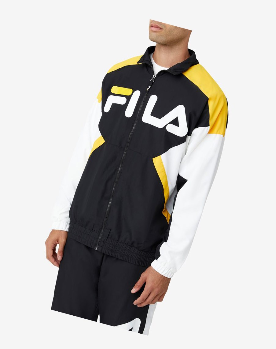 Fila Oliviero Viento Jacket Negras Blancas Amarillo | 14WPKFEQJ