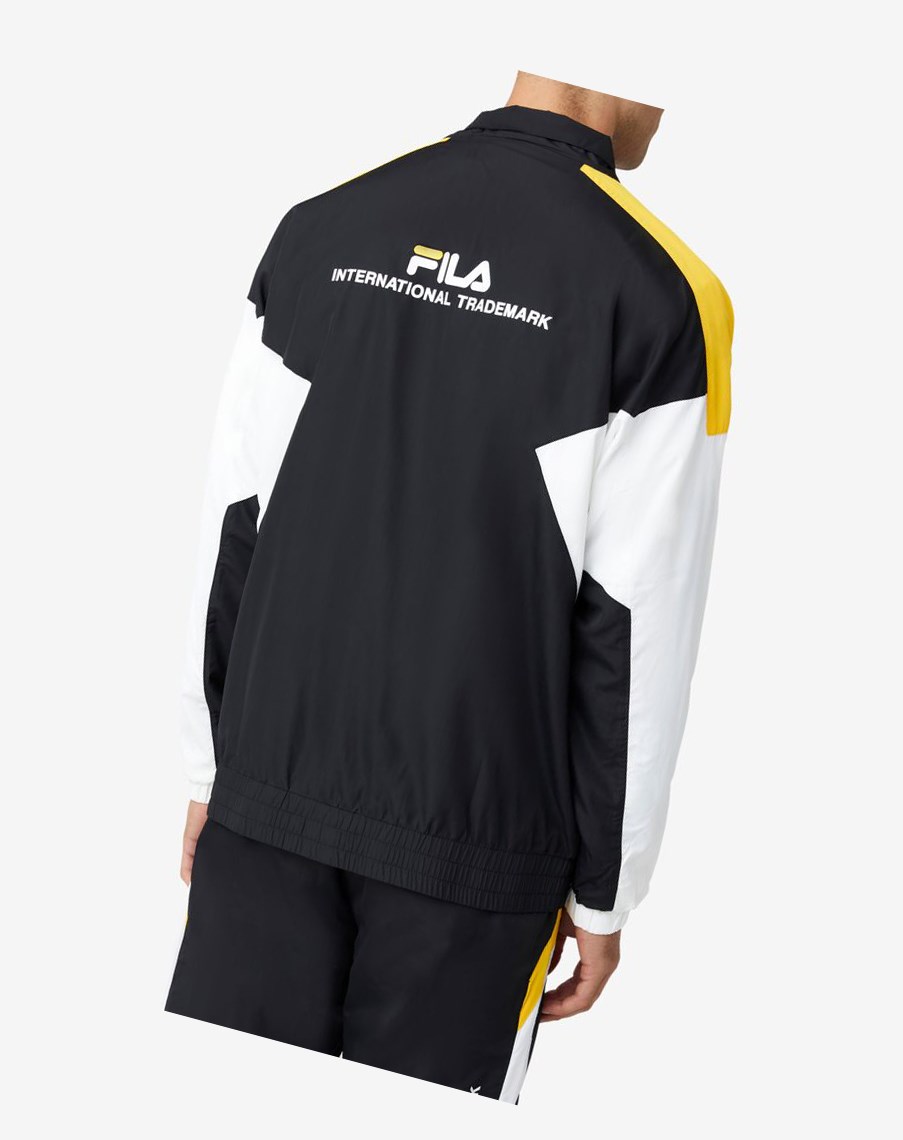 Fila Oliviero Viento Jacket Negras Blancas Amarillo | 48WIYMCKR