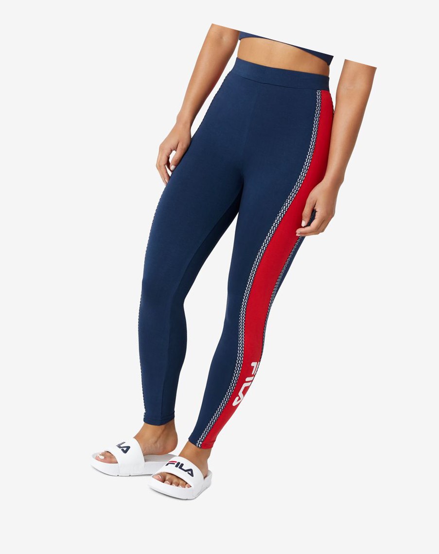 Fila Ona Legging Rojas Blancas | 04VZXACDR