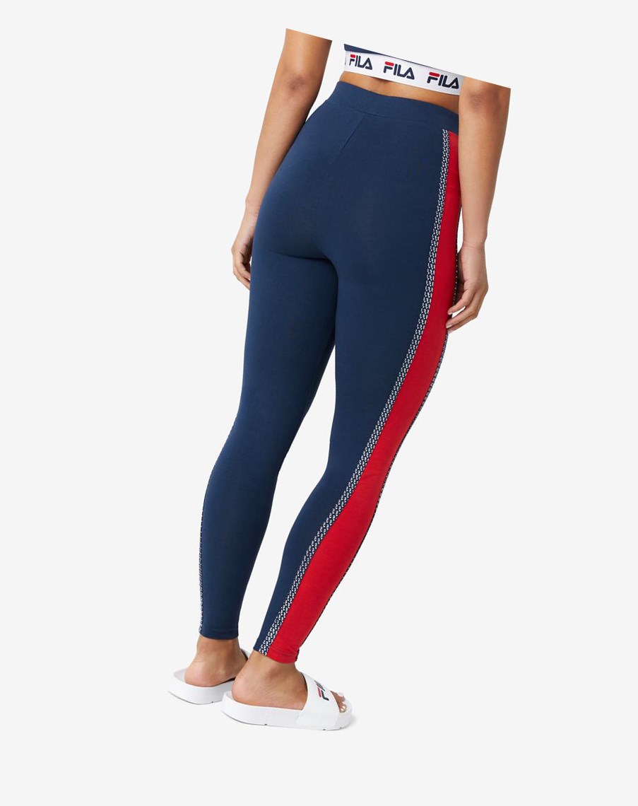 Fila Ona Legging Rojas Blancas | 04VZXACDR