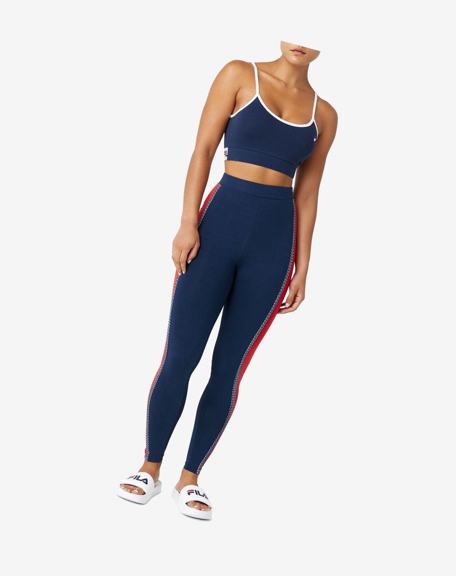 Fila Ona Legging Rojas Blancas | 04VZXACDR