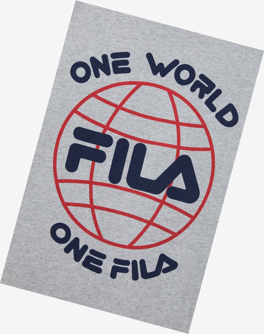 Fila One World Tee Gris | 26ZUEGPKX