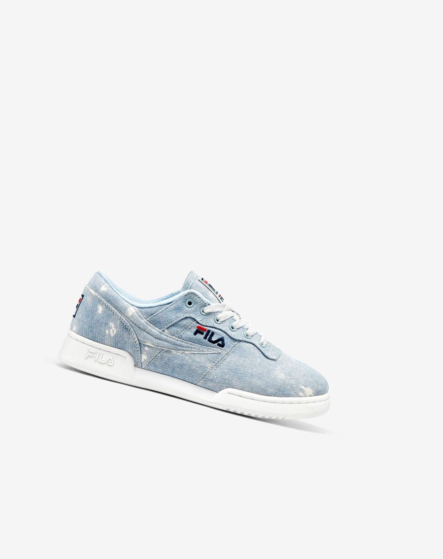 Fila Original Fitness Denim Sneakers Blancas Azul Marino | 91SZJGAIX