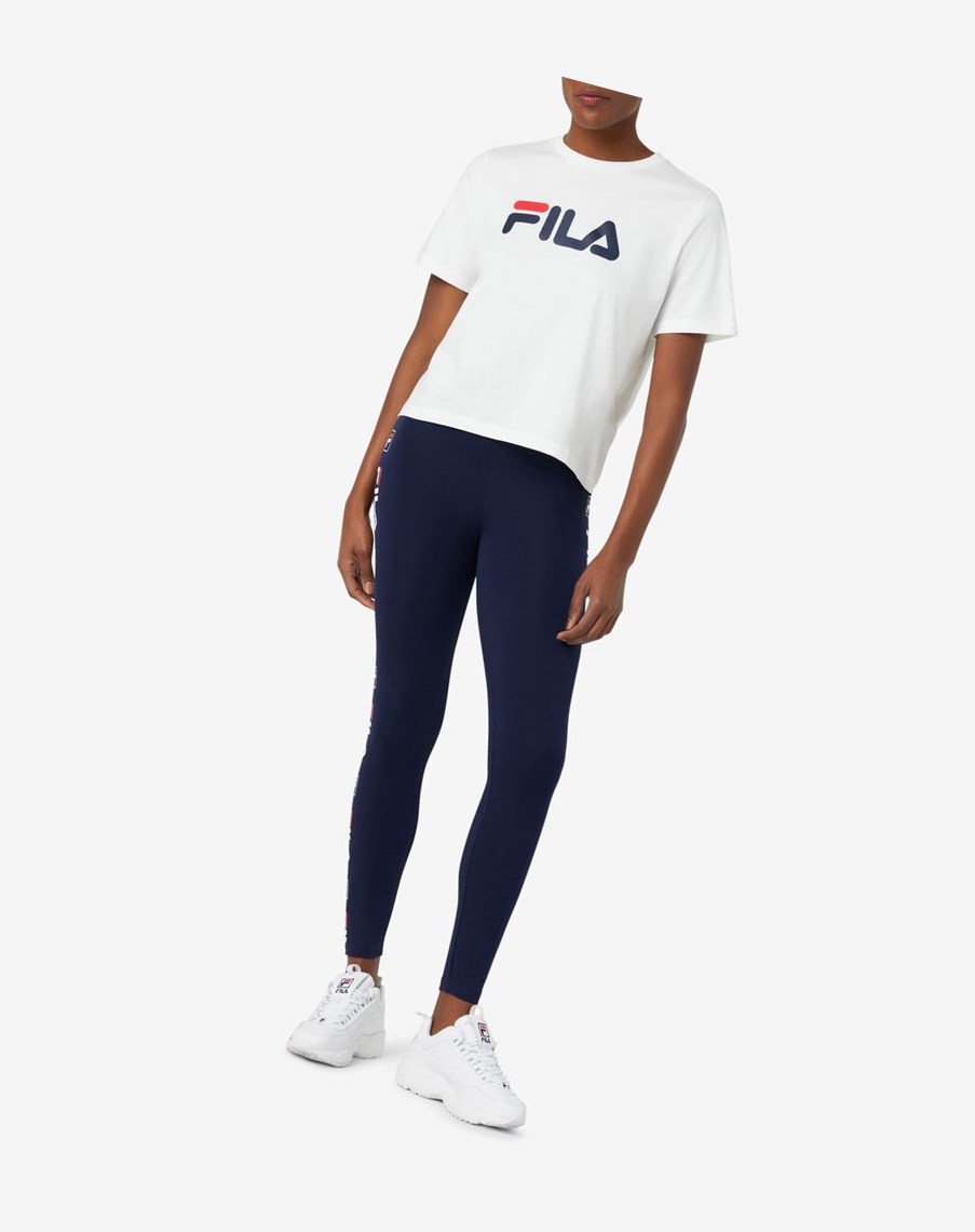 Fila Parma Legging Blancas Rojas | 08JQFNZOM