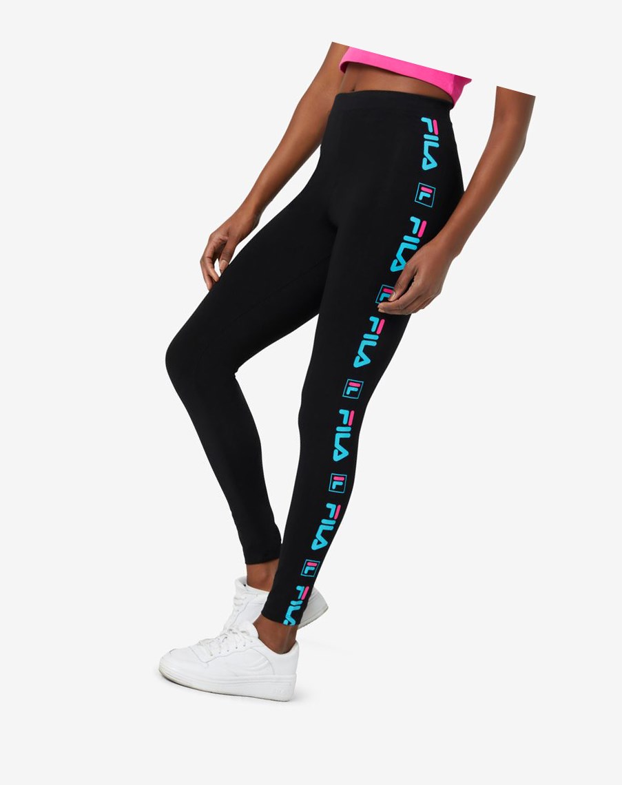 Fila Parma Legging Negras Azules Rosas | 53TXDVPHZ