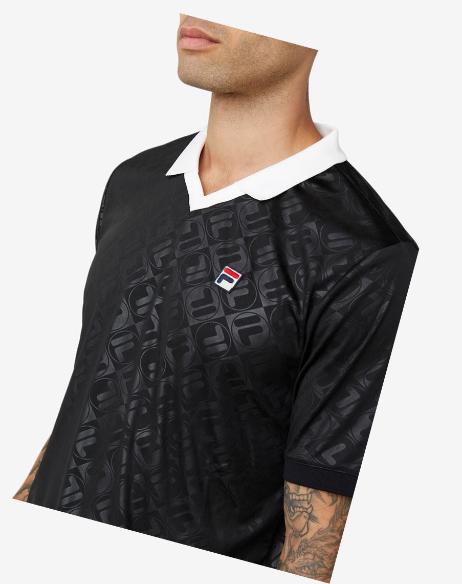 Fila Paxton Johnny Collar Polo Negras Blancas | 71LXHJZAN