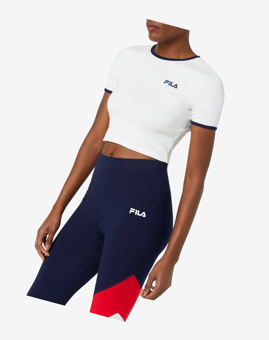 Fila Perla Crop Top Blancas | 07IBFUZHP