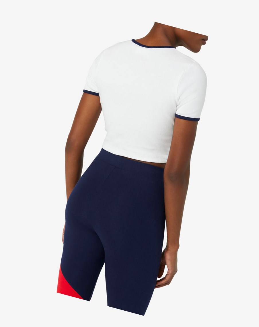 Fila Perla Crop Top Blancas | 07IBFUZHP