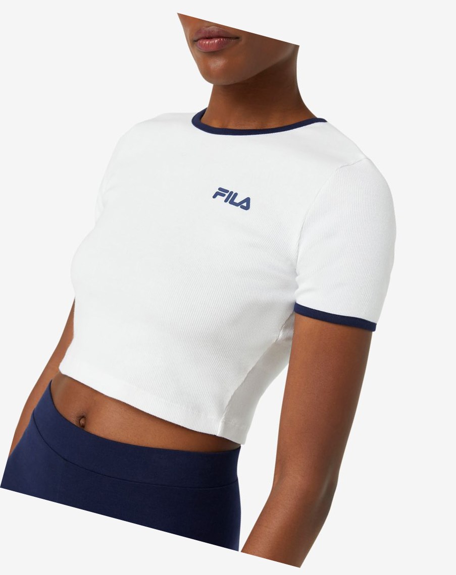 Fila Perla Crop Top Blancas | 91HKUEJAL