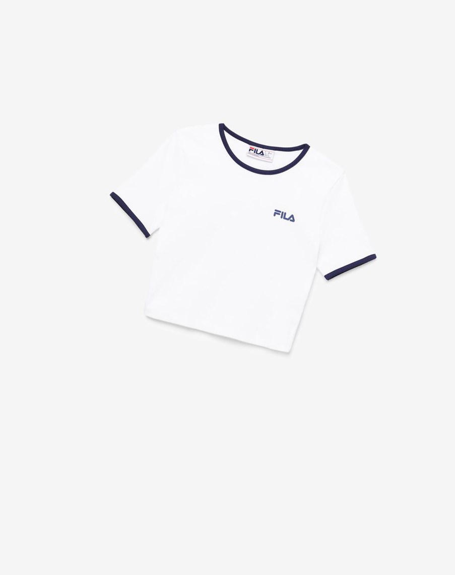 Fila Perla Crop Top Blancas | 91HKUEJAL