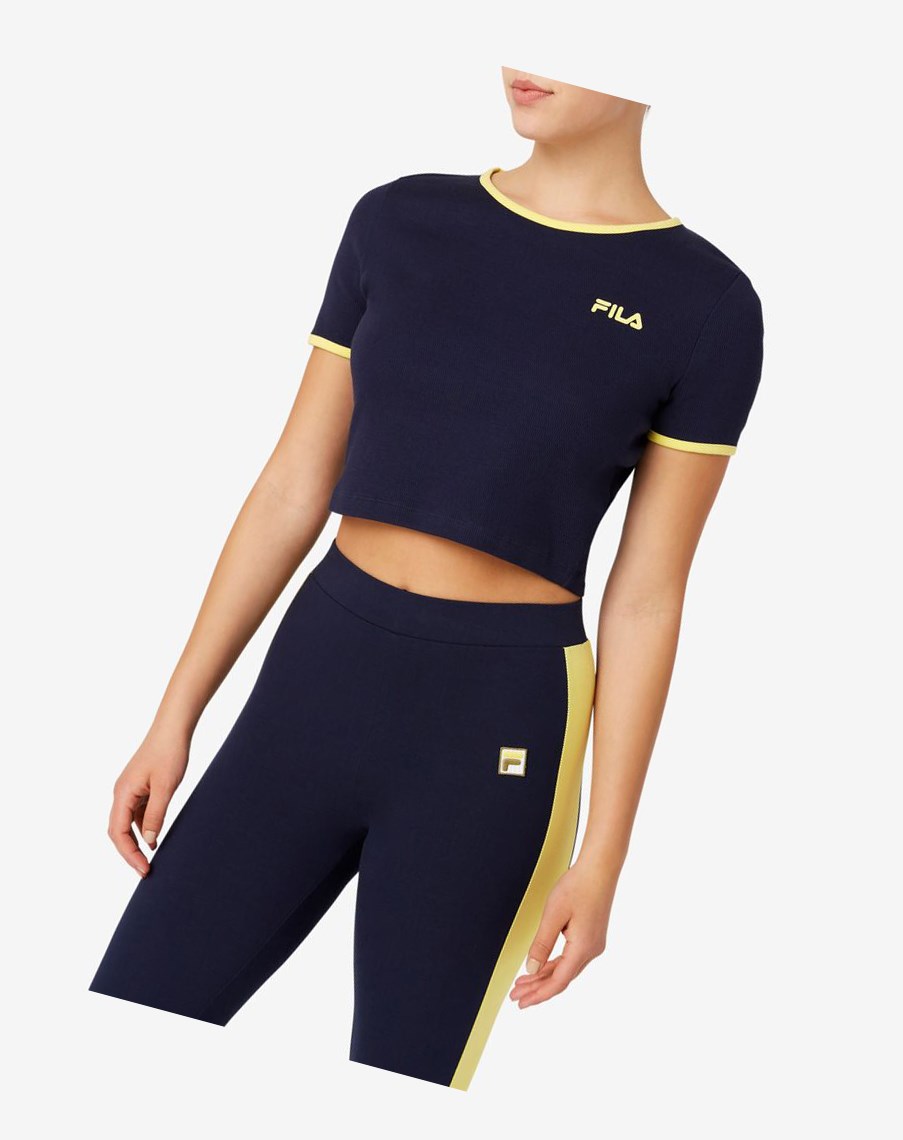 Fila Perla Crop Top Peac/Gfnch | 73ZEGVFIX