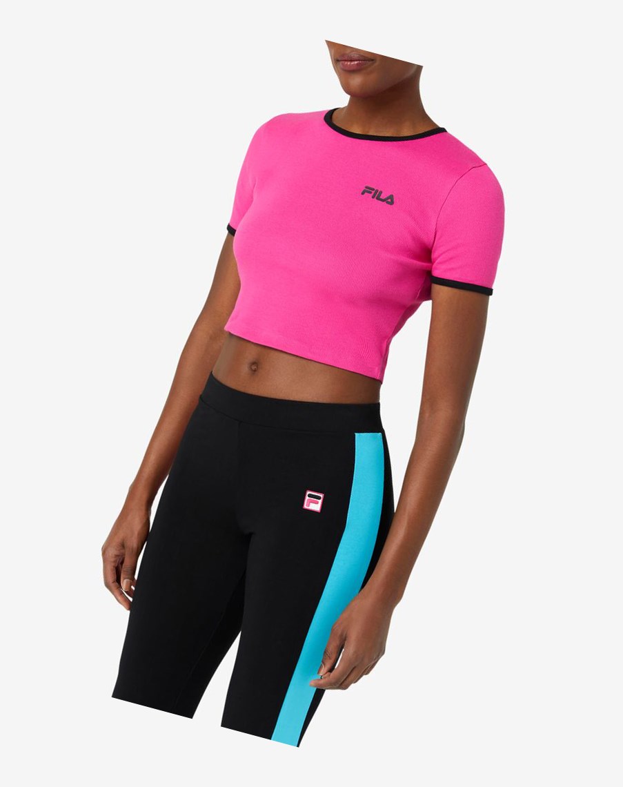 Fila Perla Crop Top Rosas Negras | 07CGIDOQZ