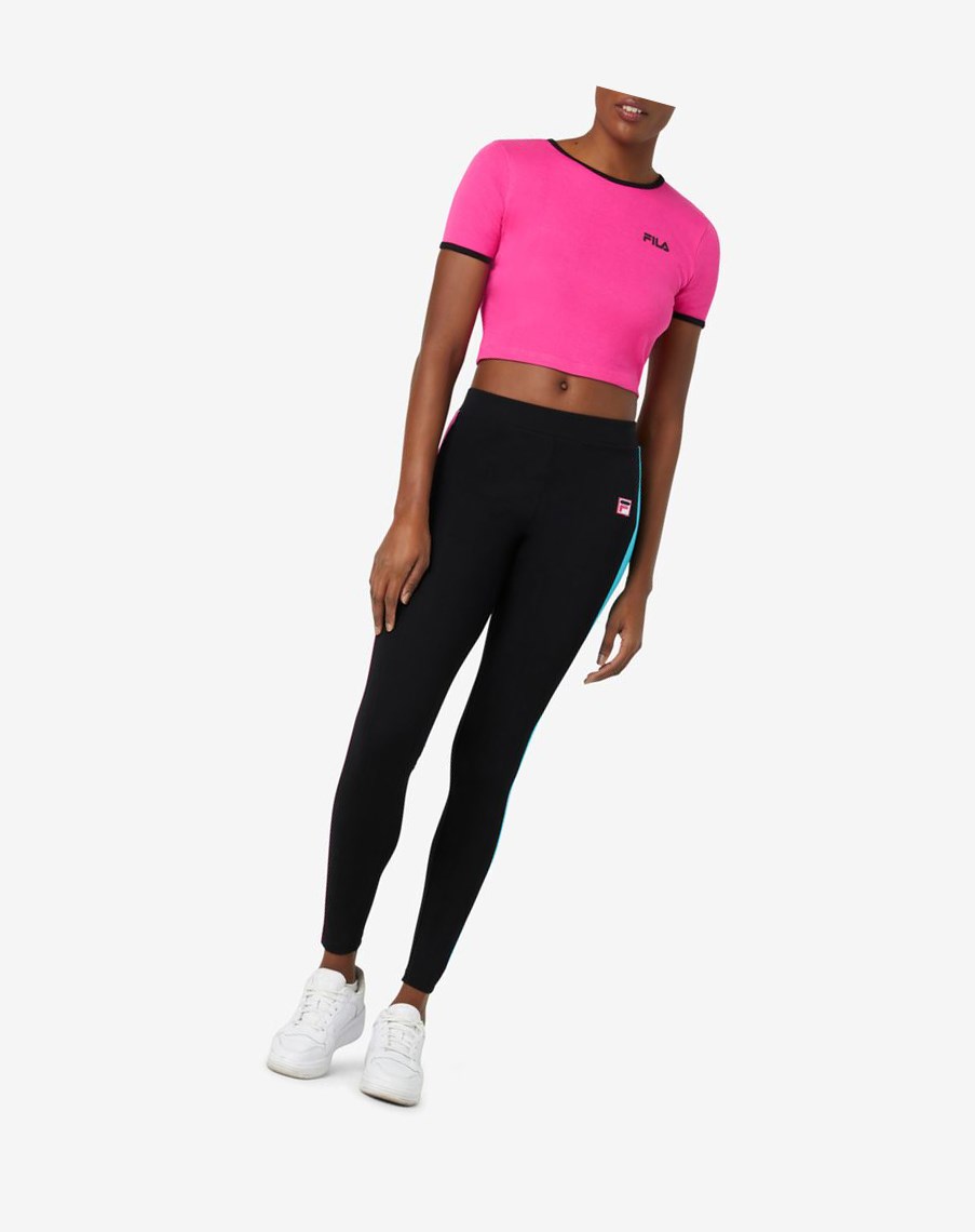 Fila Perla Crop Top Rosas Negras | 07CGIDOQZ