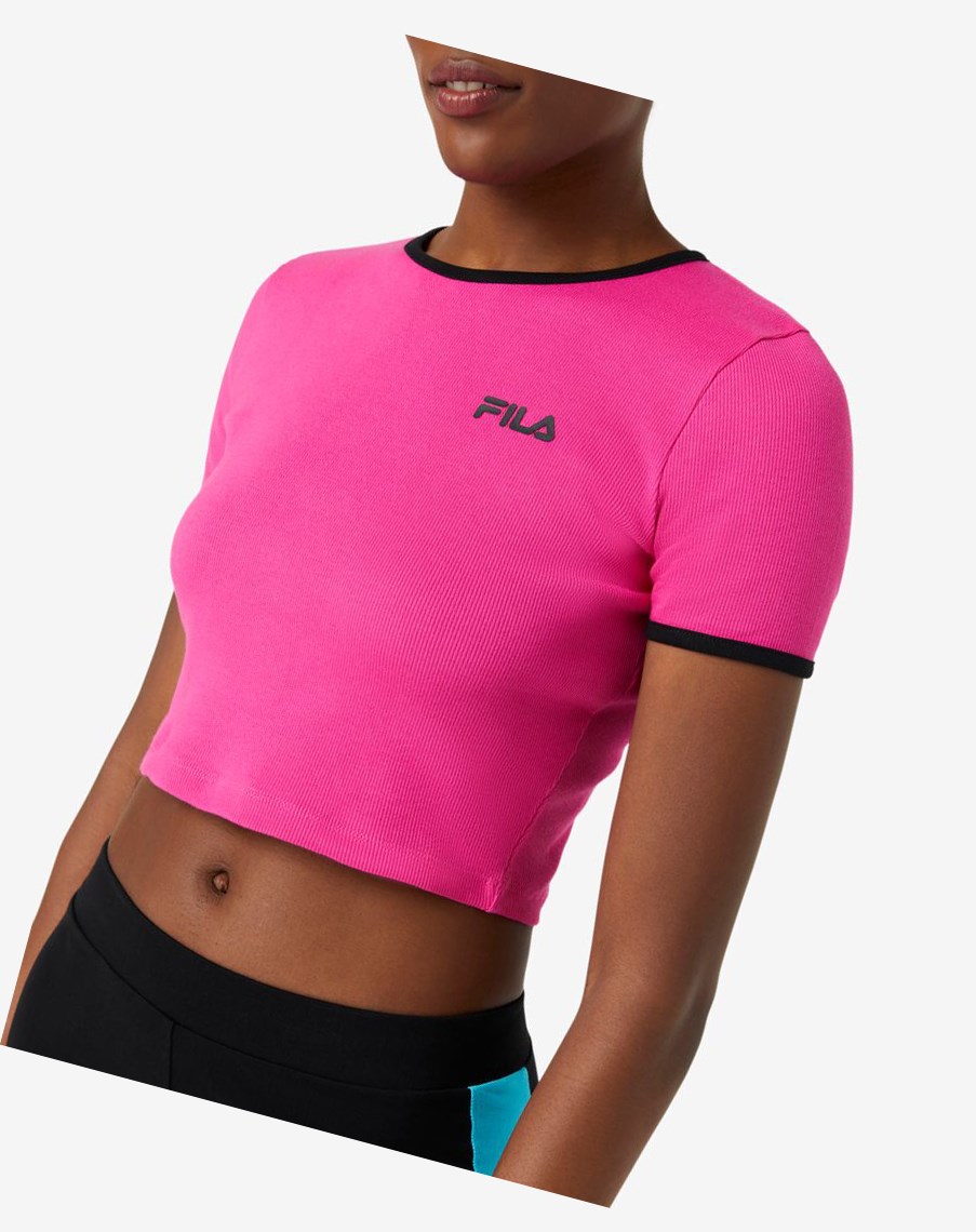 Fila Perla Crop Top Rosas Negras | 30PCDARLF