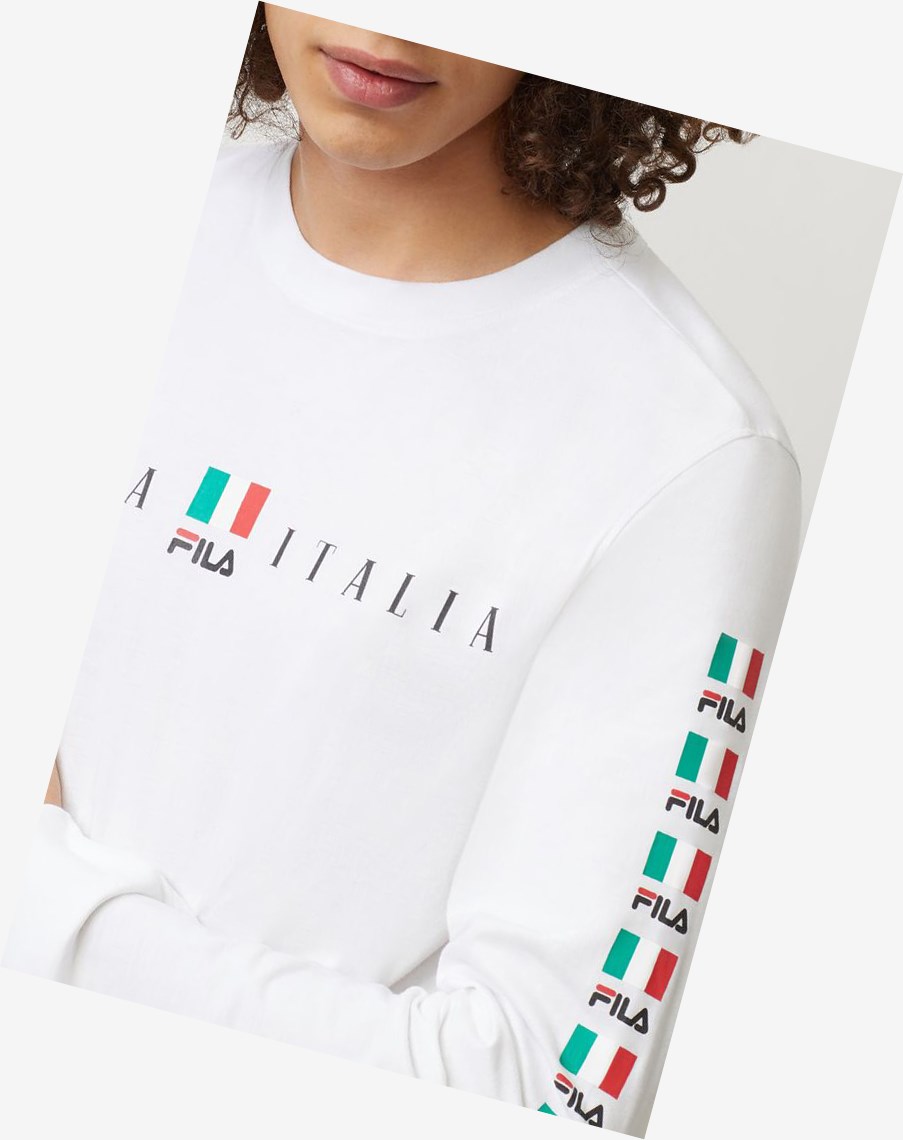 Fila Petrelli Long Sleeve Tee Wht/Blk/Cred | 32JGCTEHN