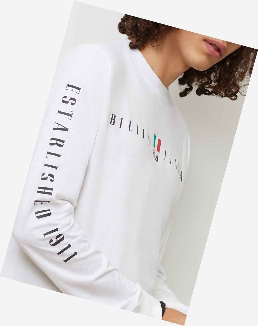 Fila Petrelli Long Sleeve Tee Wht/Blk/Cred | 32JGCTEHN