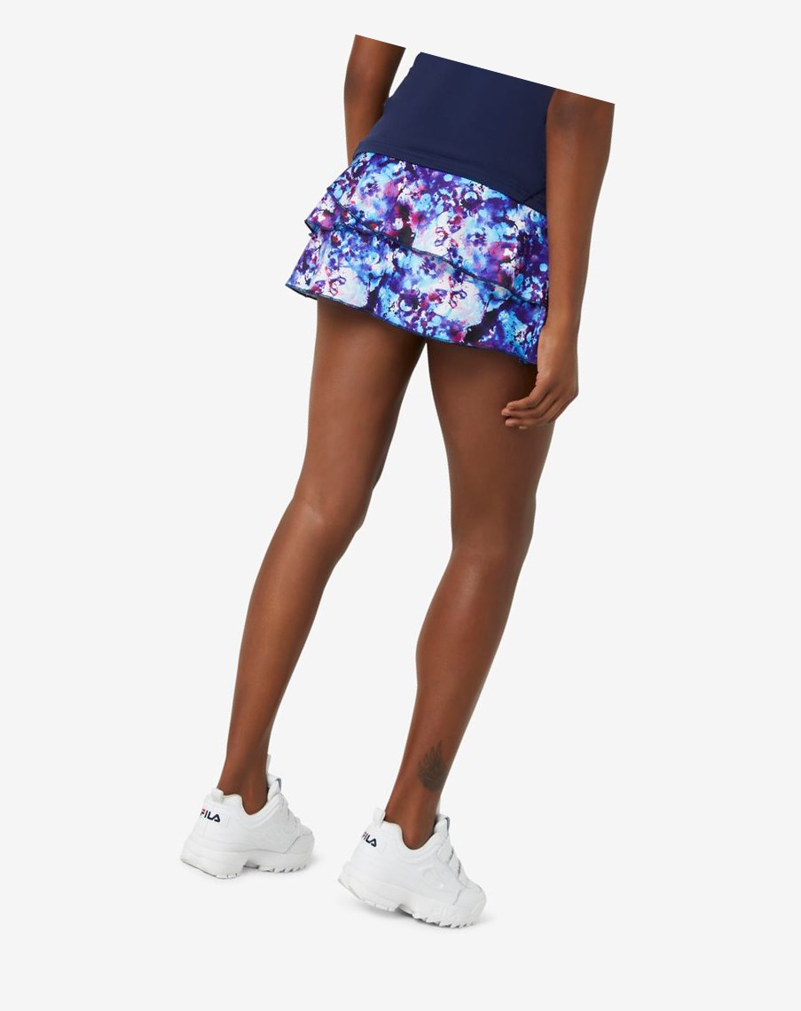 Fila Pickleball Tiered Printed Skort Azul Marino Azul Marino | 12TFBUSGJ