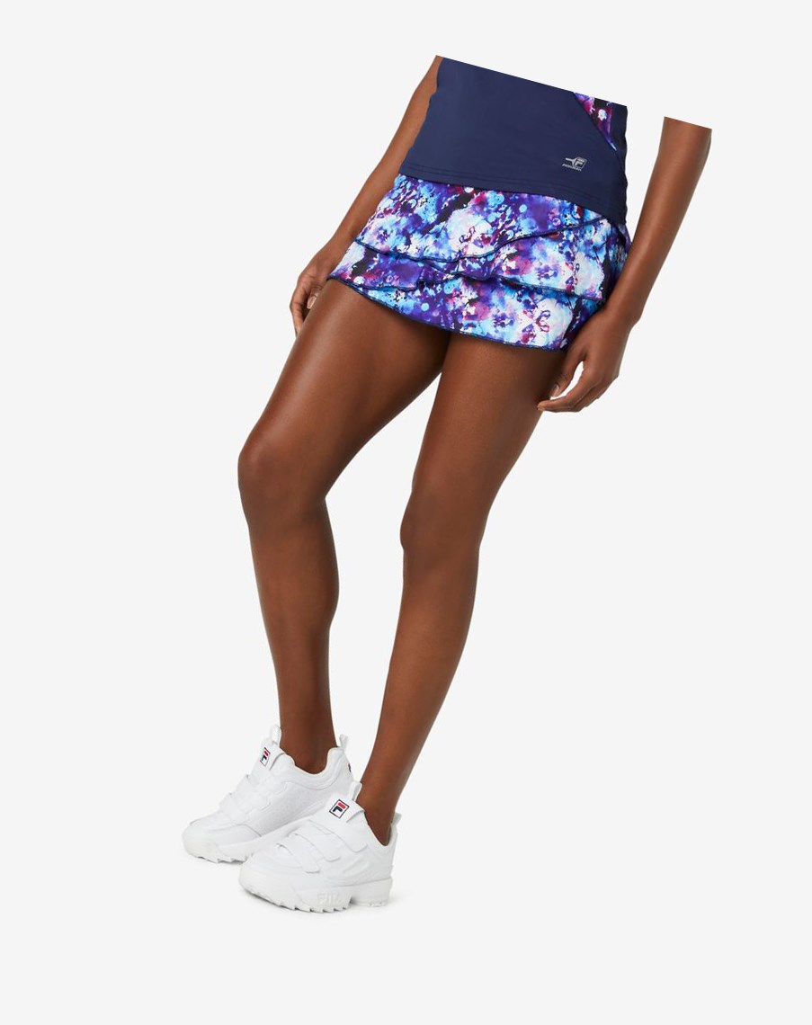 Fila Pickleball Tiered Printed Skort Azul Marino Azul Marino | 68EKINPCT