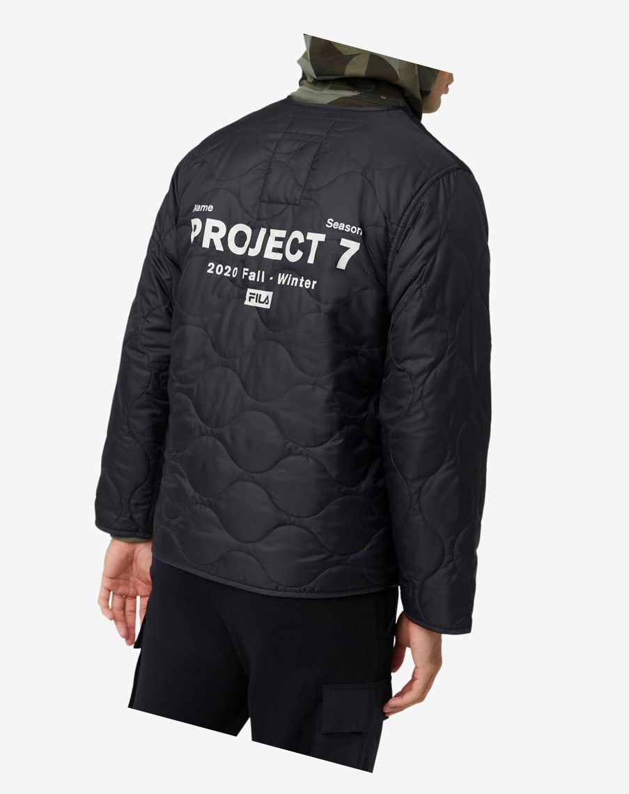 Fila Project 7 Ligeros Acolchado Jacket Negras | 26IUTJCMK