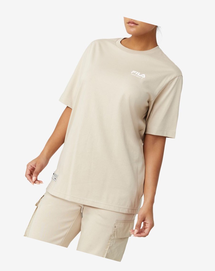 Fila Project 7 Logo T-shirt Beige | 23SVYCWXD