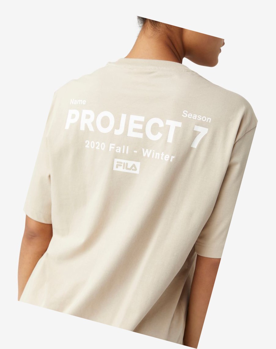 Fila Project 7 Logo T-shirt Beige | 40QKECVJS