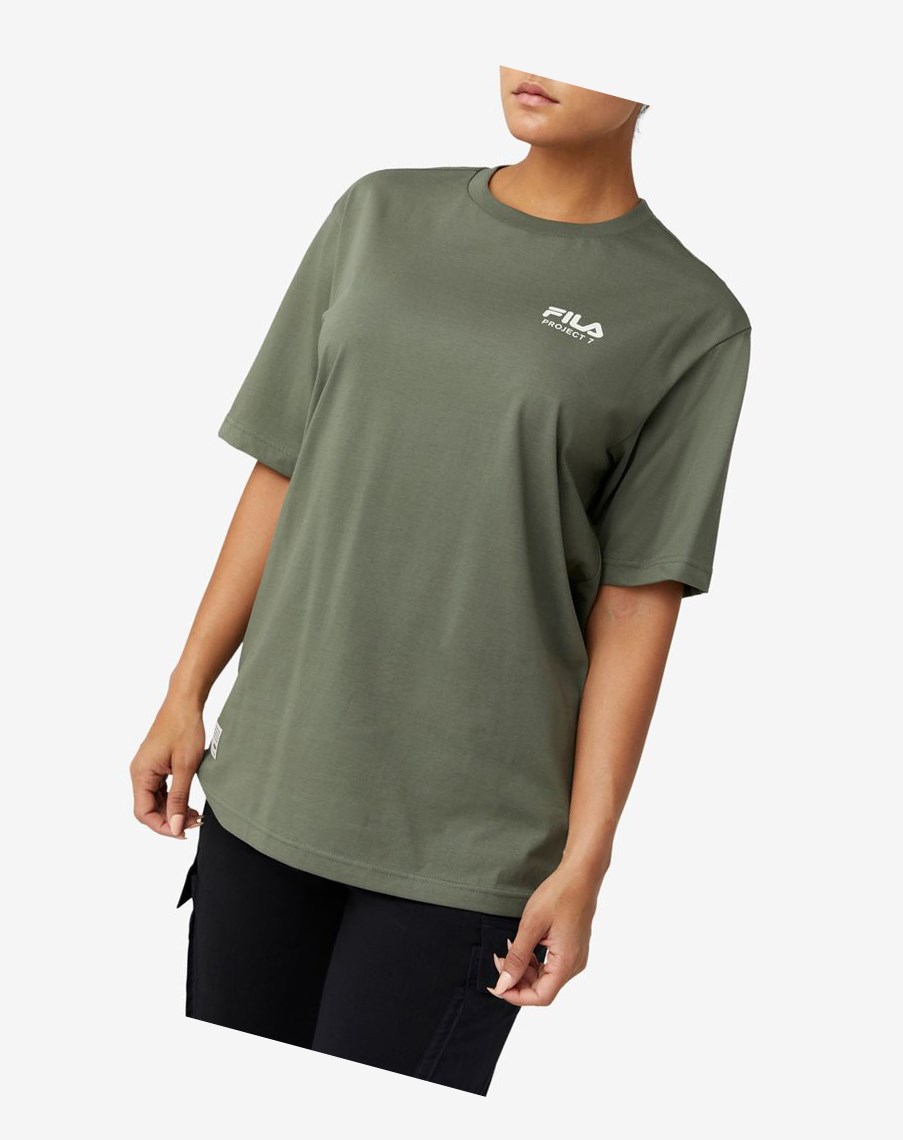 Fila Project 7 Logo T-shirt Kaki | 26WPQJNYV