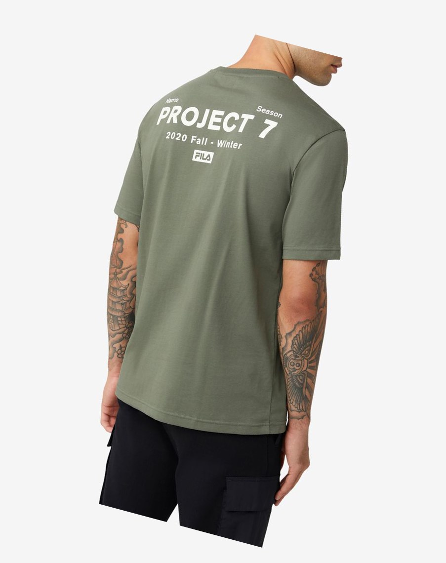 Fila Project 7 Logo T-shirt Kaki | 68XJVGYUR