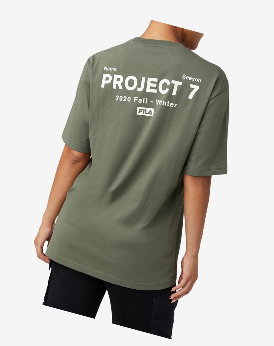 Fila Project 7 Logo T-shirt Kaki | 68XJVGYUR