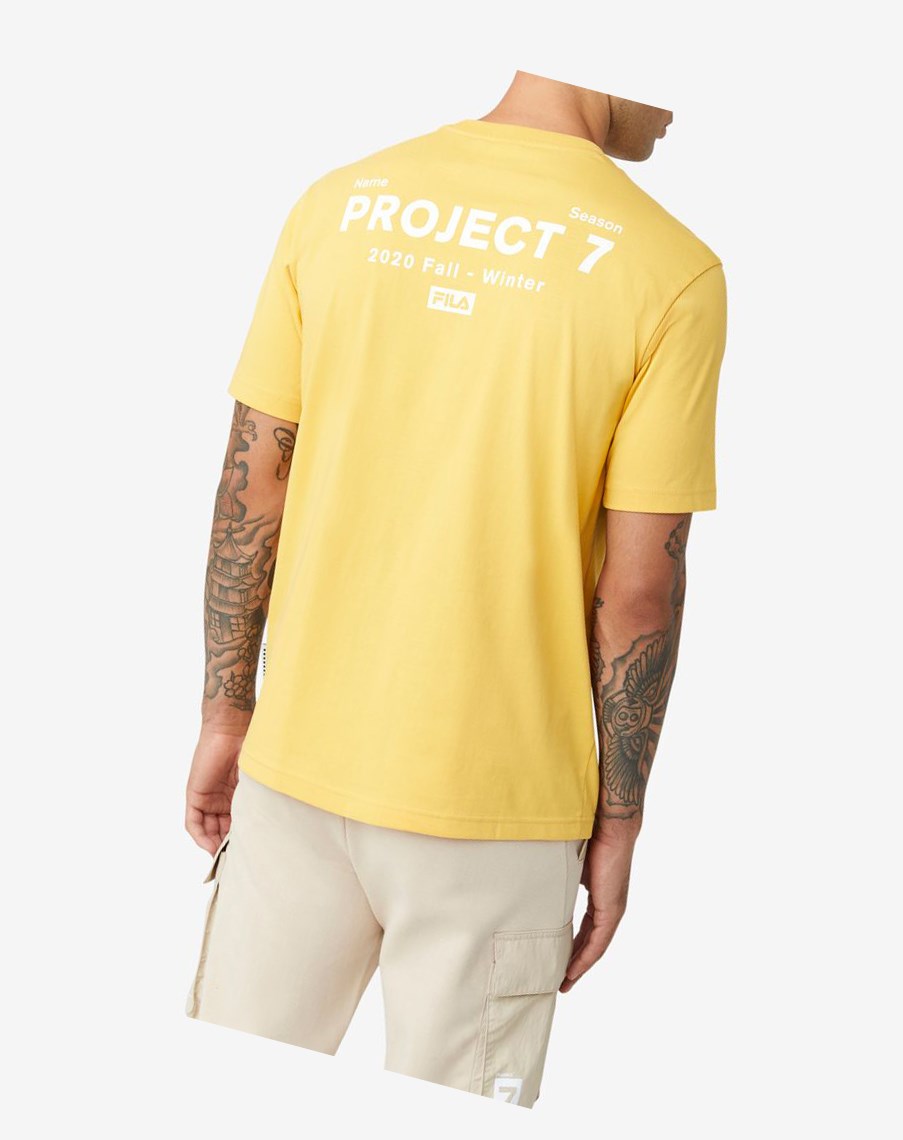 Fila Project 7 Logo T-shirt Moutarde | 26IVYGZBP