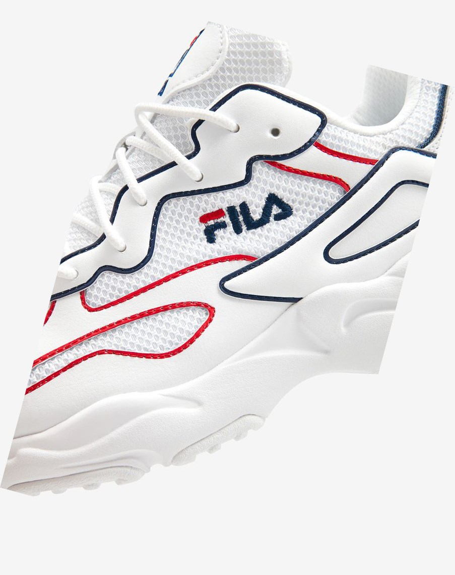 Fila Ray Tracer Contrast Piping Sneakers Blancas Azul Marino Rojas | 30OGLKQVN