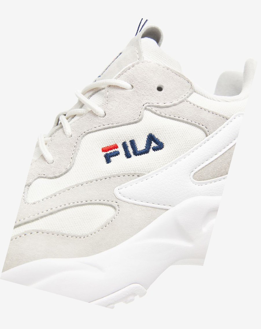 Fila Ray Tracer Lab Premium Sneakers Blancas Blancas Plateadas | 98RBKGMCN