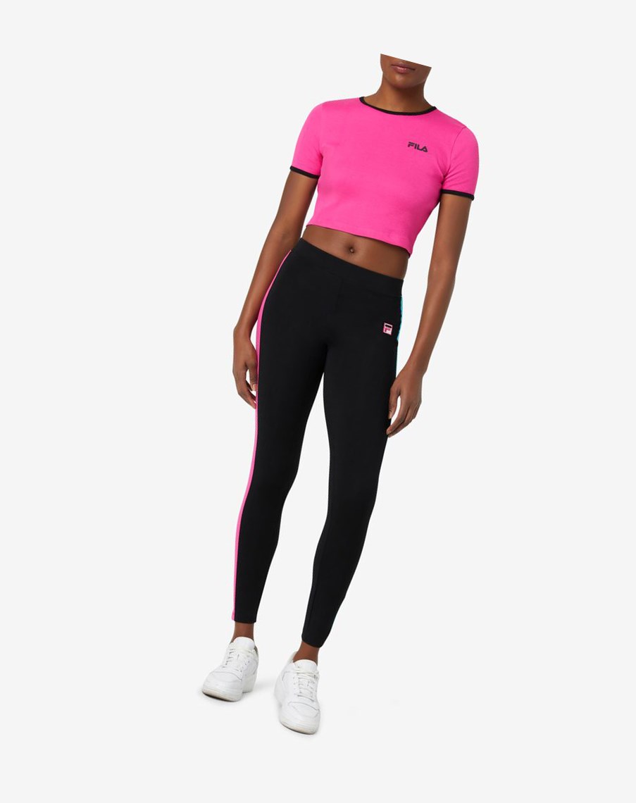 Fila Riviera Legging Negras Rosas Azules | 36VMOPECU