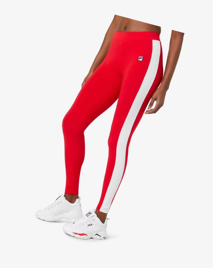 Fila Riviera Legging Rojas Blancas | 43ZMNTBLQ