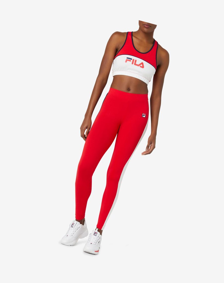 Fila Riviera Legging Rojas Blancas | 43ZMNTBLQ