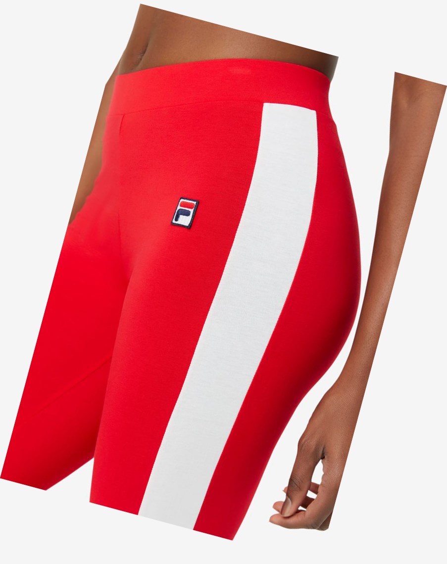 Fila Riviera Legging Rojas Blancas | 43ZMNTBLQ