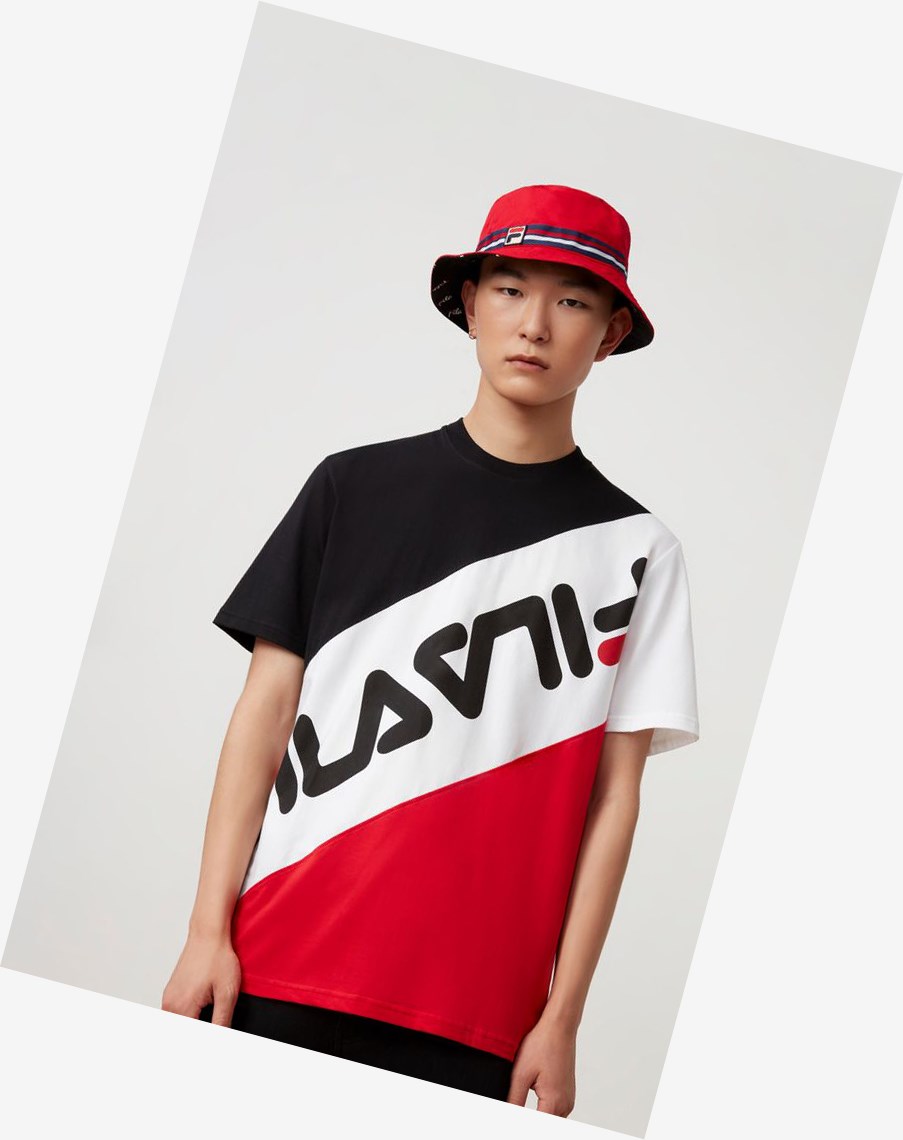 Fila Rowan A Rayas Tee Blk/Wht/Cred | 09GEUWVMK