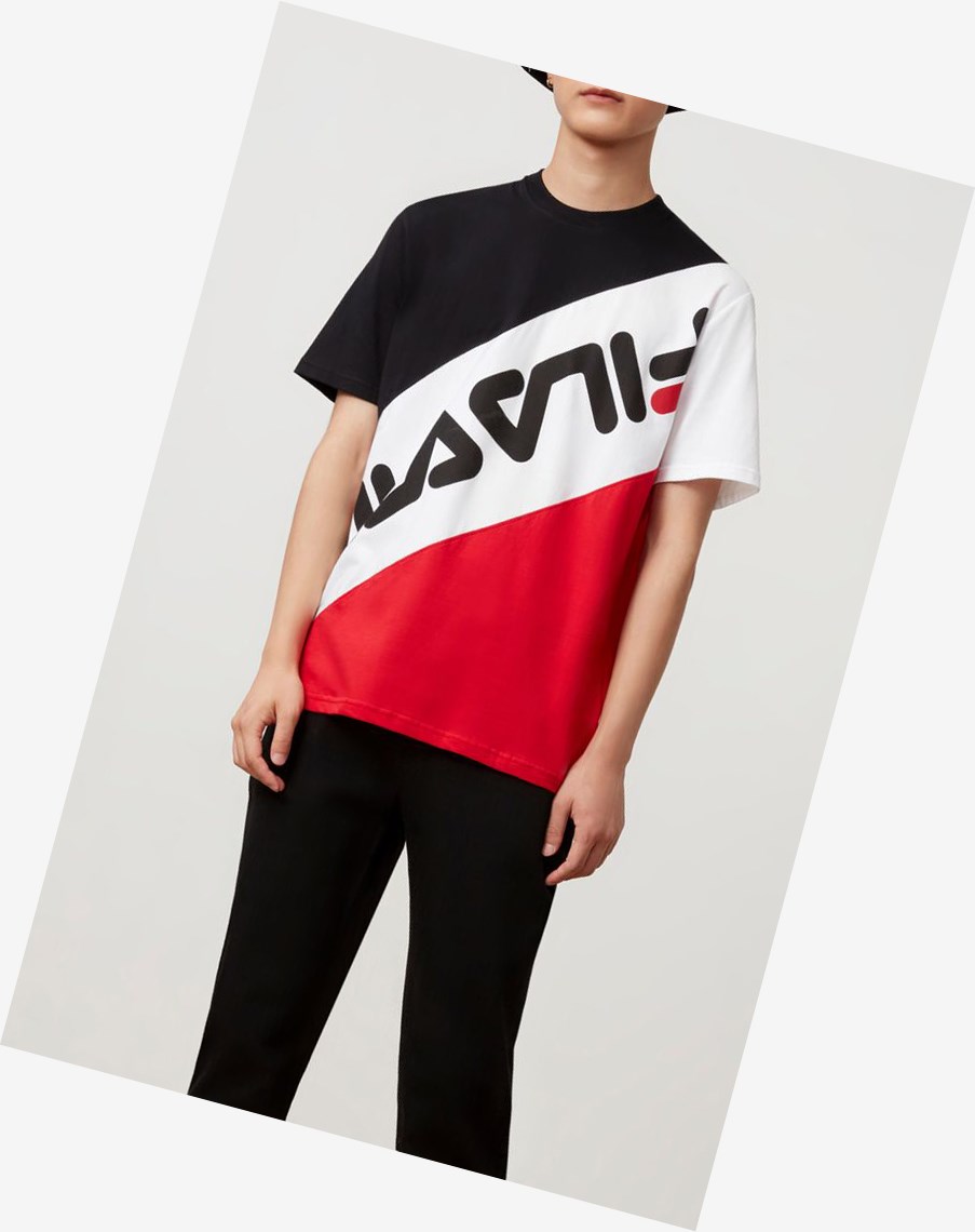 Fila Rowan A Rayas Tee Blk/Wht/Cred | 09GEUWVMK