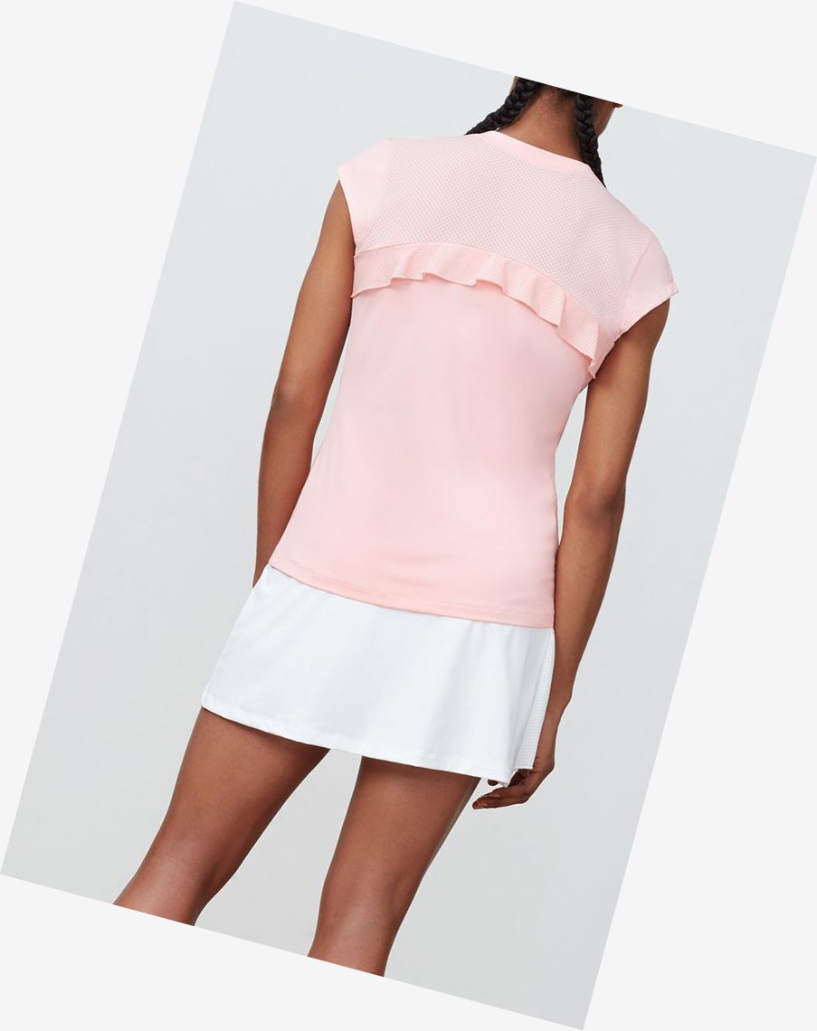 Fila Ruffle V-neck Tee Ltpink | 14UJFTEPQ