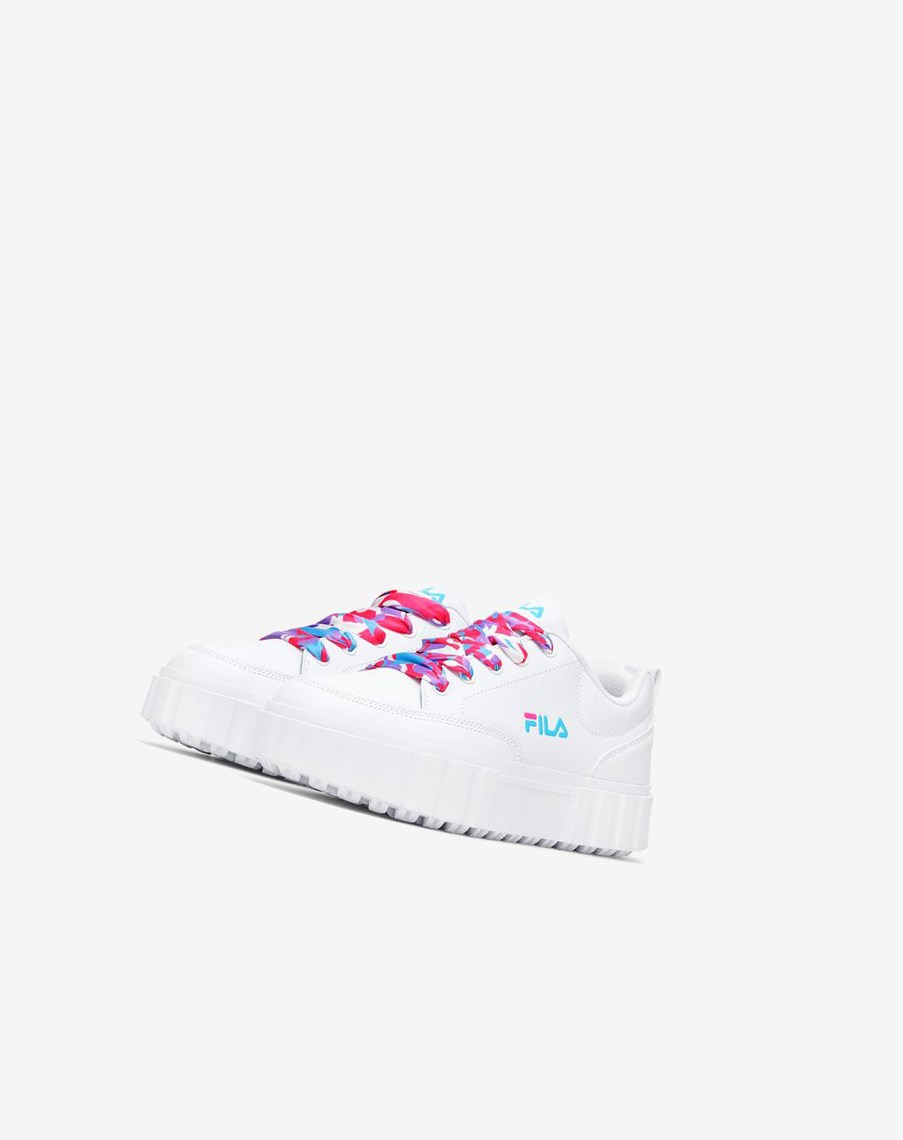 Fila Sandblast Low Satin Encaje Sneakers Blancas Azules Plateadas | 47ODAXGNF