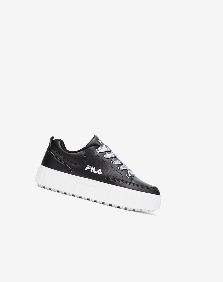 Fila Sandblast Low Satin Encaje Sneakers Negras Blancas | 59FEBWLOV