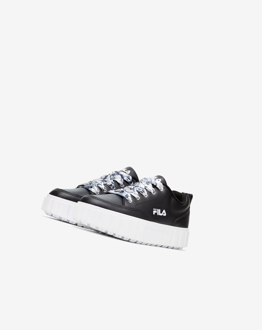 Fila Sandblast Low Satin Encaje Sneakers Negras Blancas | 86BLRNWSA