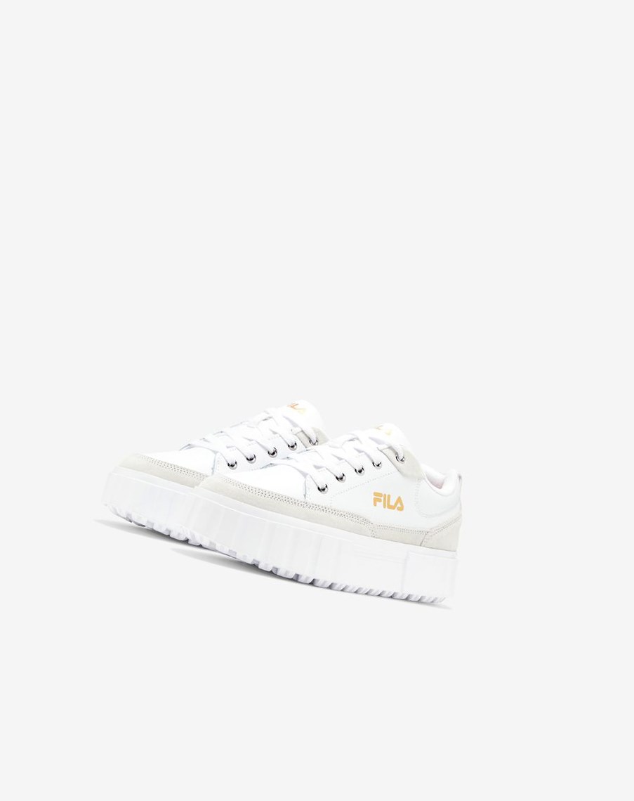 Fila Sandblast Low Sneakers Blancas Blancas Doradas | 51ACIXDGF