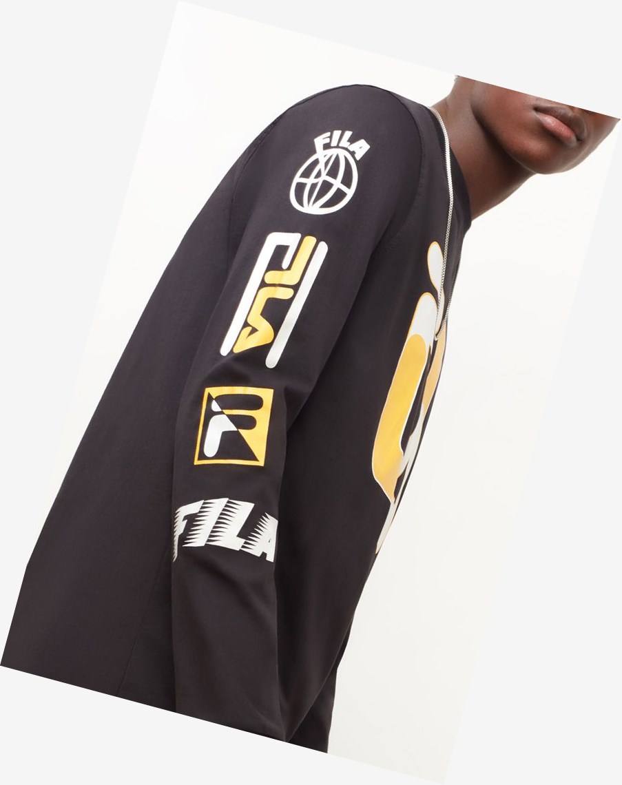 Fila Sandro Long Sleeve Tee Blk/Wht/Gfus | 04NHDZAMT