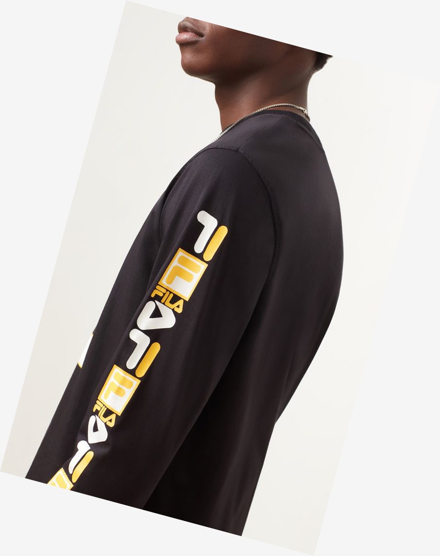 Fila Sandro Long Sleeve Tee Blk/Wht/Gfus | 04NHDZAMT