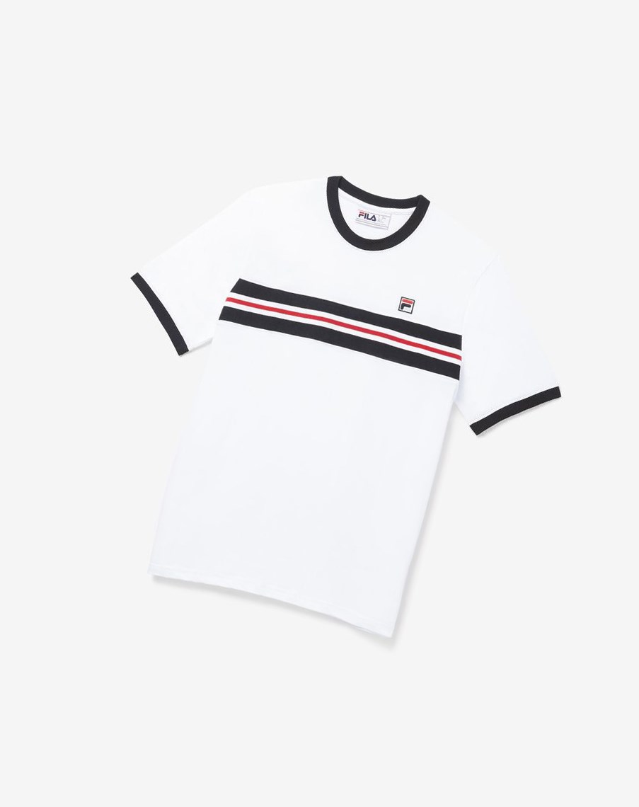 Fila Silver Tee Blancas Negras Rojas | 47PQLGBMO