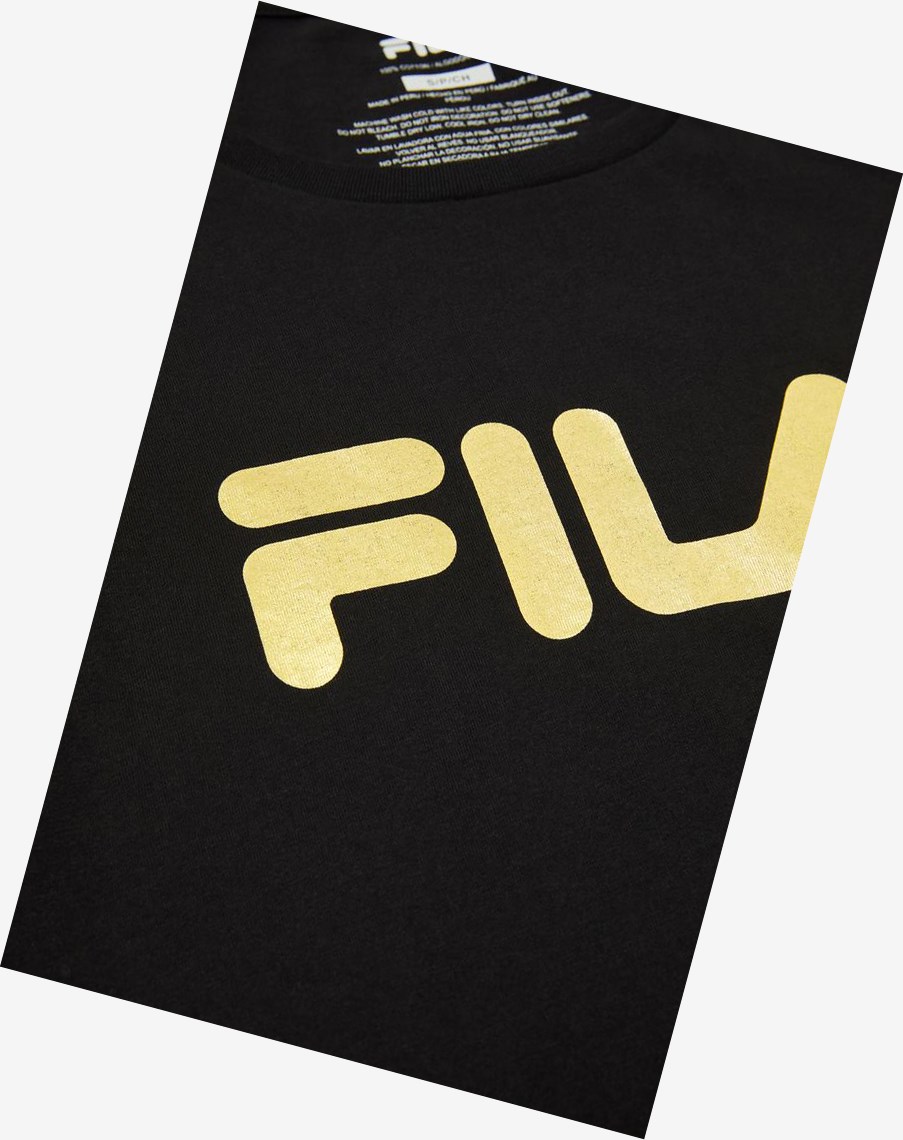 Fila Solid Gold Logo Tee Negras | 84QARBFKT